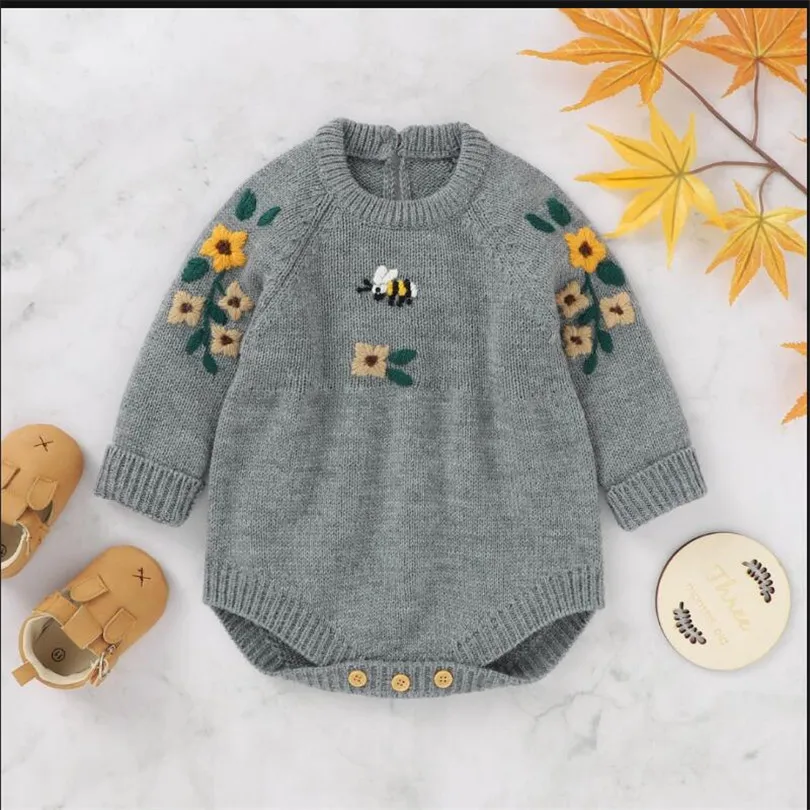 Вязаный свитер Одежда для малышей новорожденных Детский комбинезончик