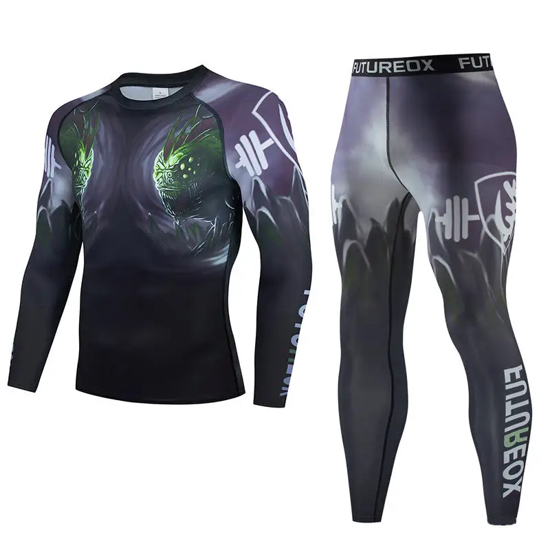 

Мужской спортивный костюм Муай Тай для ММА, кикбоксинга, футболки BJJ Rashguard, спортивный костюм для фитнеса, боксерский Трикотажный костюм для бега 54