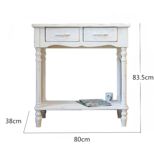 Ручной работы твердая французская консоль стол потертый белый|Пристенный