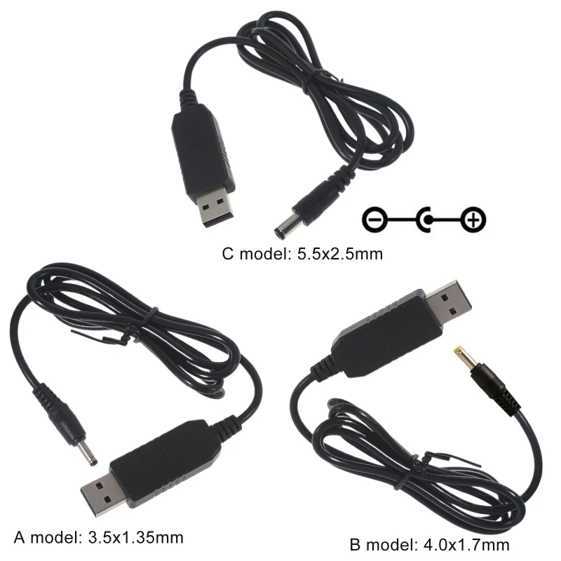QC3.0 USB to 3.5/4.4/5.5mm 12V 1.5A Step-up Converter Power Supply Cable for WiFi Router Speaker Camera LED Lamp Fan