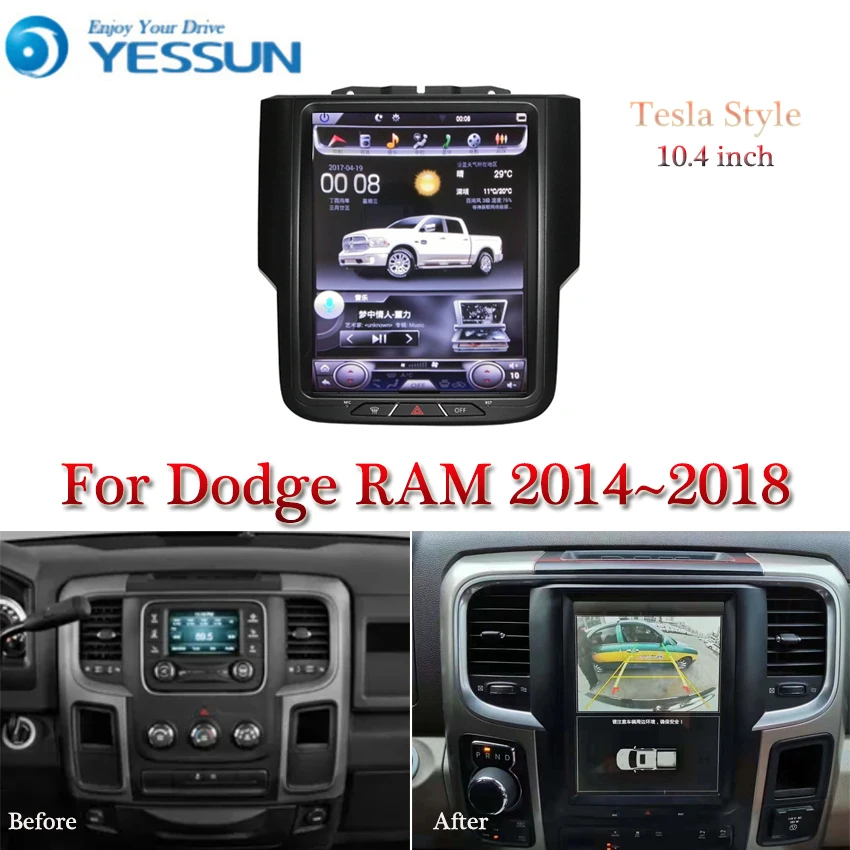 Tesla экран для Dodge RAM 2014 2015 2016 2018 Android мультимедийный плеер 10 4 дюймов автомобильное