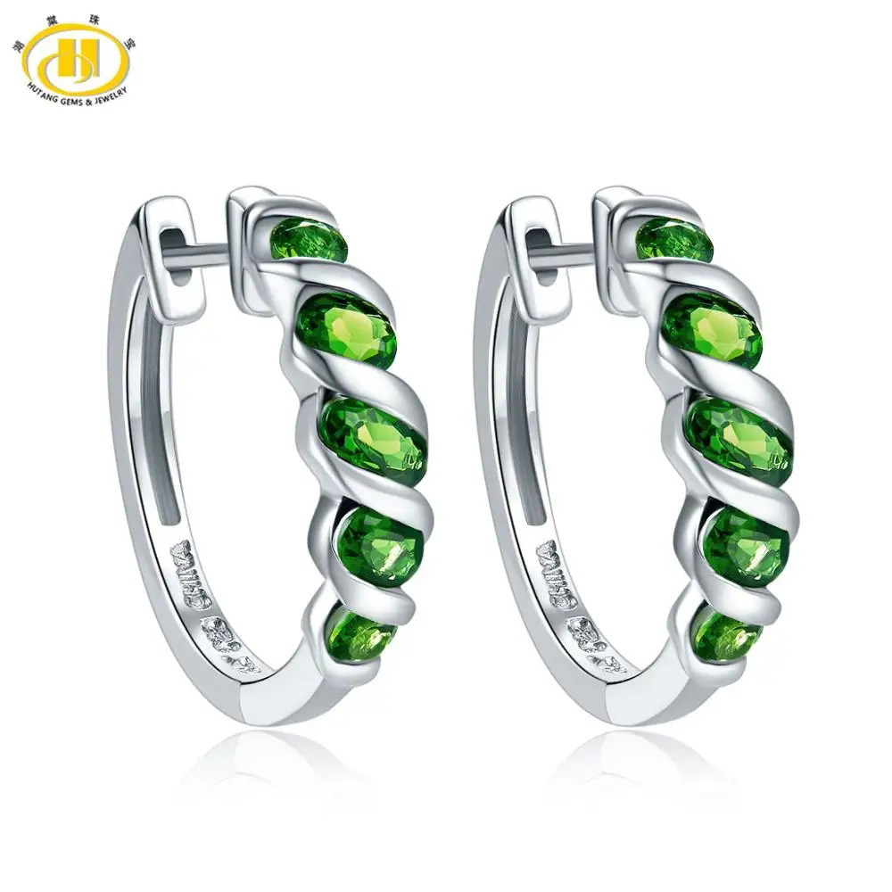 Chrome Diopside Hutang женские клипсы 1.77ct натуральный хром диопсид Твердые 925 пробы серебро зеленый драгоценный камень хорошее классическое ювелирное изделие Новинка - Цвет камня: Chrome Diopside