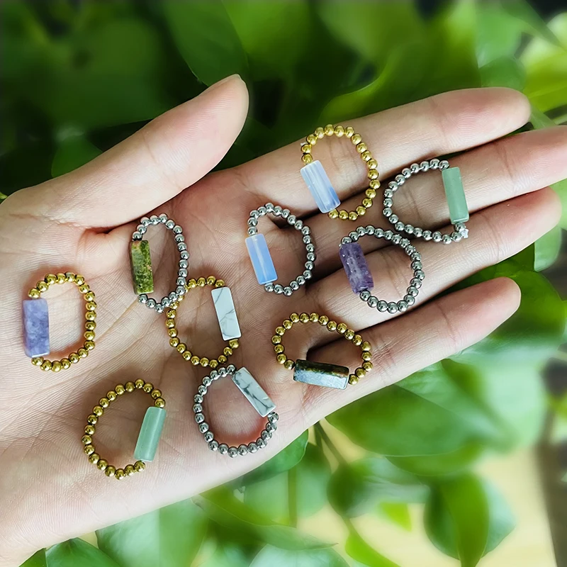 

Кольцо из натурального камня, ювелирное изделие с опалом, Женское кольцо из нержавеющей стали, золотистые и Серебристые Регулируемые кольц...