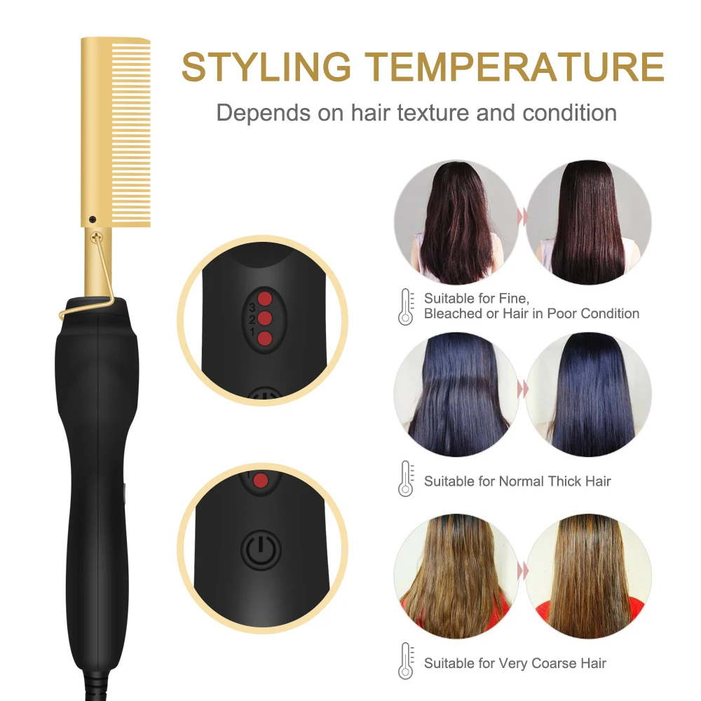 

Hot Comb Hair Straightener - Electric Straightening Comb for African American Hair and Wigs - Technology Hair Straightener