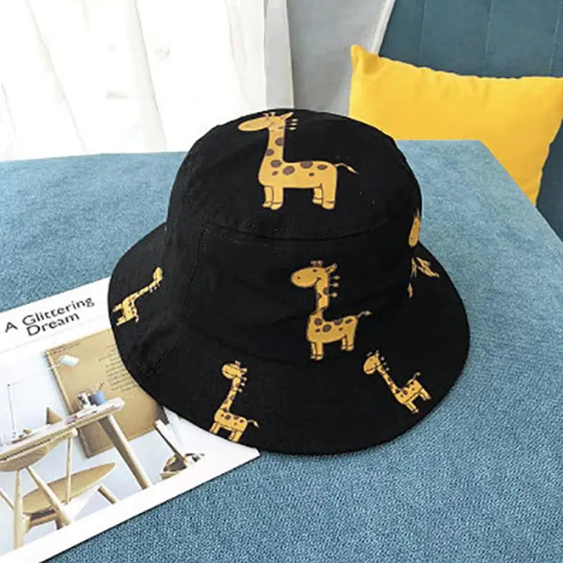 

New Fashion Children Bucket Hats Cartoon Giraffe printing Sun Hat Girls Boys Outdoor Beach panama Hats Casual Fishing Caps gorra