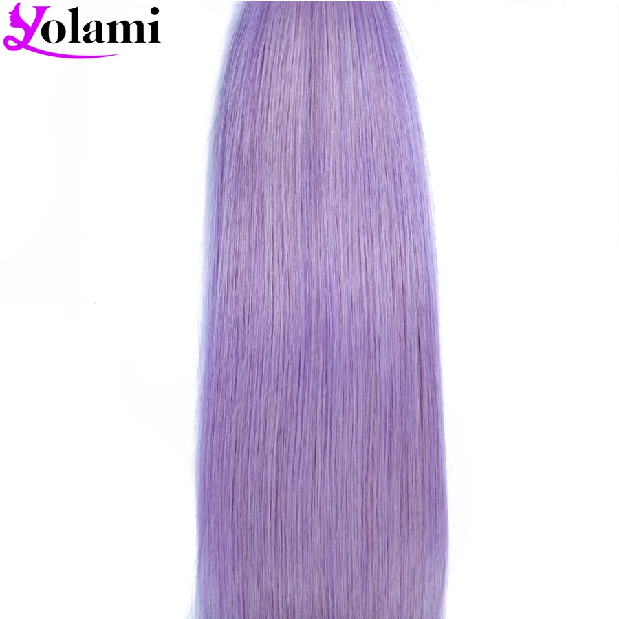Двухцветные волнистые волосы Yolami Ombre 1B Dream фиолетовые прямые бразильские для