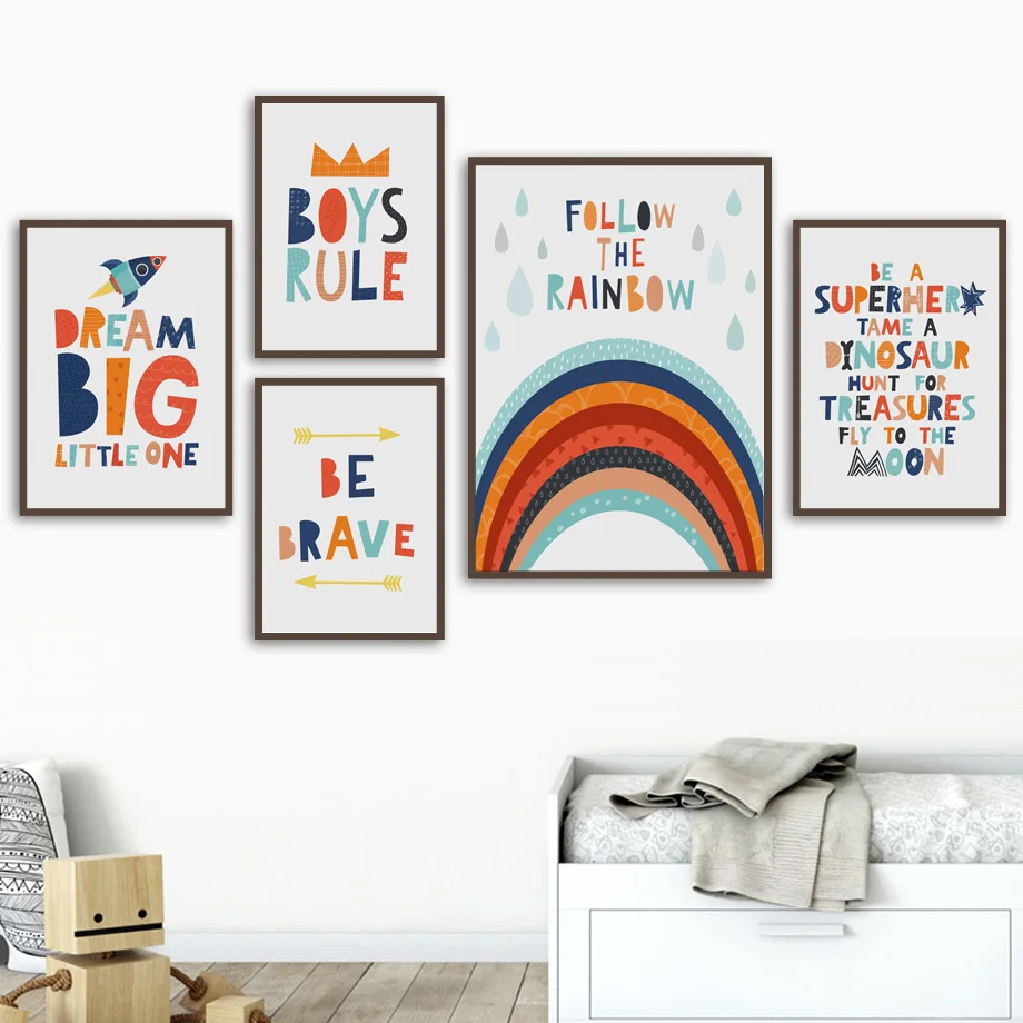 Мультяшные радужные мечты цитаты настенные постеры для детской настенная