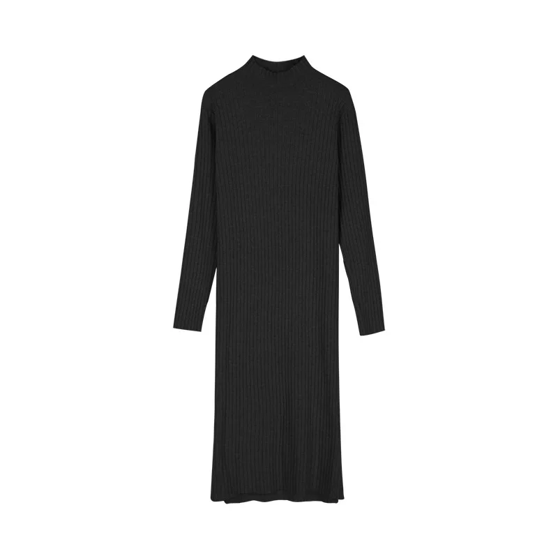 

Half-Turtle-Neck Sweater Dress Women's Autumn And Winter 2019 New Style Underwear over-the-Knee Base Skirt