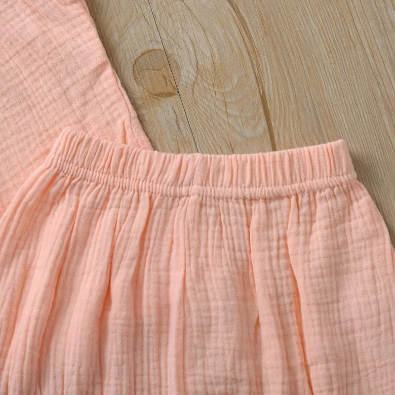 Детский летний костюм из хлопка и льна разноцветные мягкие топы шорты для