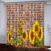 modern home decoration curtains 3d sunflower on brick wall 3d curtains blackout for living room kids bedroom fabric