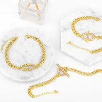 punk gold plated thick cuba chain ot buckle bracelets for women men cz pave oval bangle bracelet geometric hip hop jewelry gifts