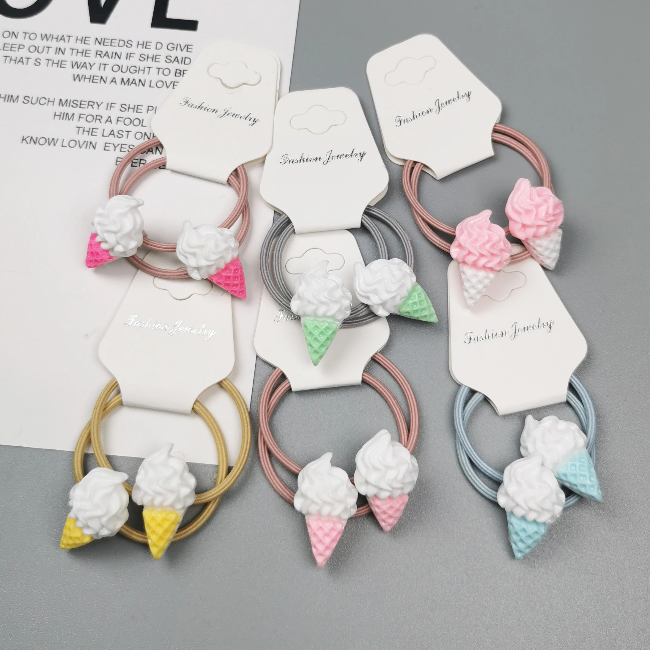 Новинка летние детские резинки для волос с мороженым тонких Эластичные