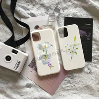 pretty lilies phone case for iphone 13 12 11 pro max mini xs x xr 6 6s 7 8 plus white candy colors cover