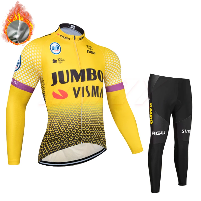 Strapless suit Зима, куртки для велоспорта JUMBO TEAM 9D, велосипедные штаны, Ropa Ciclismo, Мужские Термо флисовые, pro трикотаж для велосипедистов, одежда для велоспорта - Цвет: Strapless suit