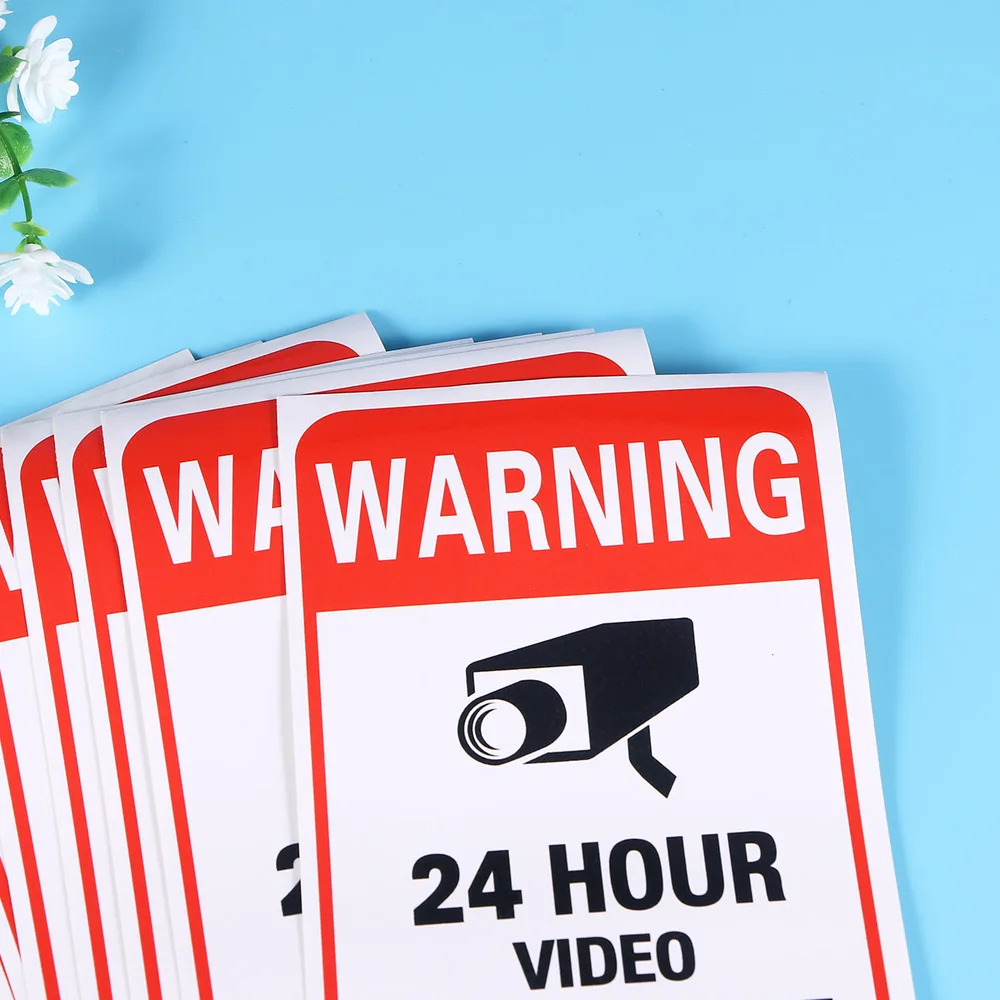 

10 Pcs 15.7x10.3cm 24 Hour Video Surveillance Sign Logo Stickers Warning Sign for School Office Building