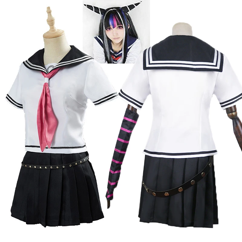 

Униформа Ibuki Mioda костюм для тематической вечеринки, Dangan Ronpa 2, школьная Униформа JK, юбка набор париков, костюмы на Хэллоуин, женские C80C07