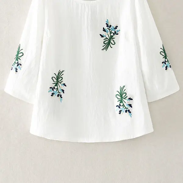 Летняя стильная женская футболка размера плюс свободная Винтажная с вышивкой