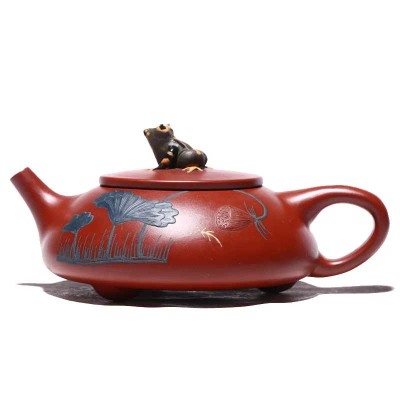 

Pond sentiment stone ladle purple clay pot Yixing mine Dahongpao hand painted teapot