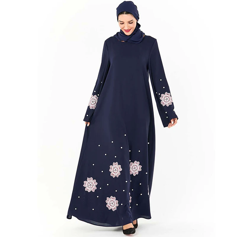 Женское платье кафтан с цветочным принтом Abaya мусульманское в турецком стиле