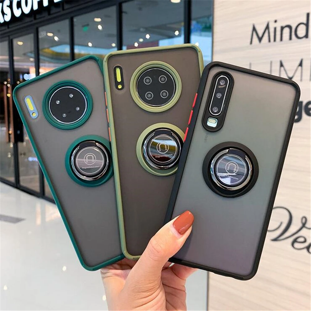 Прозрачный чехол для телефона с кольцом на палец Huawei Mate30 Pro P40 30 матовый из ТПУ