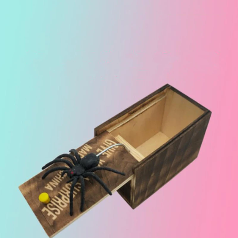 Взрослая Смешная Деревянная Шокерная Коробка Скрытый Паук Великолепное Качество Шуточная Деревянная коробка Интересная Игра Уловка Шутка Подарок.