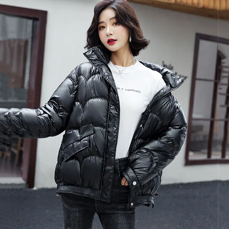 Women's Cotton-Padded Jacket 2022 New Winter Bright-Faced Cotton-Padded Jacket Students Korean Short Warm Cotton-Padded Coat