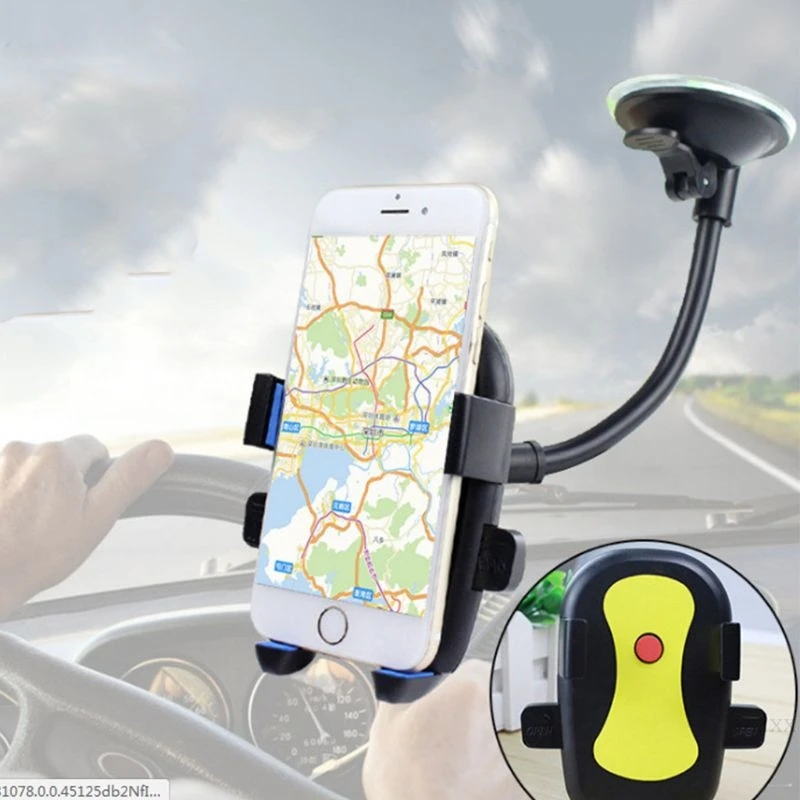 Car Smart Phone Holder Long Arm Windshield Mount Bracket Hose Automatic Lock Navigation Stand with Suction Cup Support |