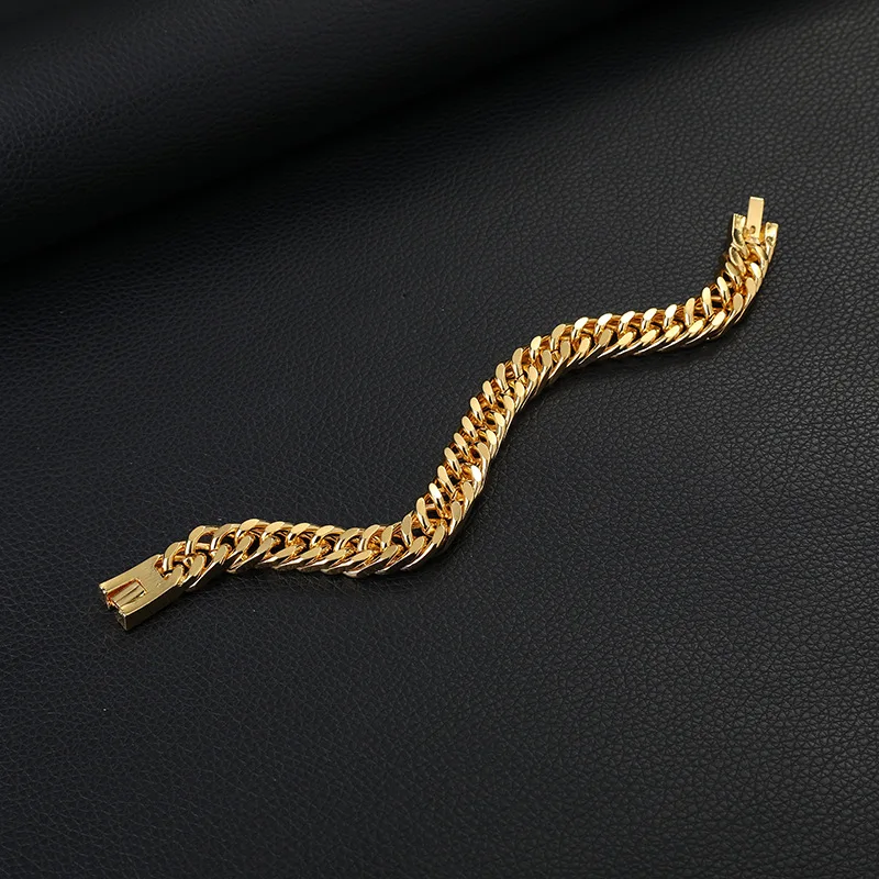 

Trendy Hip Hop Men Bracelet Gold Stainless Steel Cuban Chain Luxury Punk Style Simple Unisex Exquisite Gift Jewelry