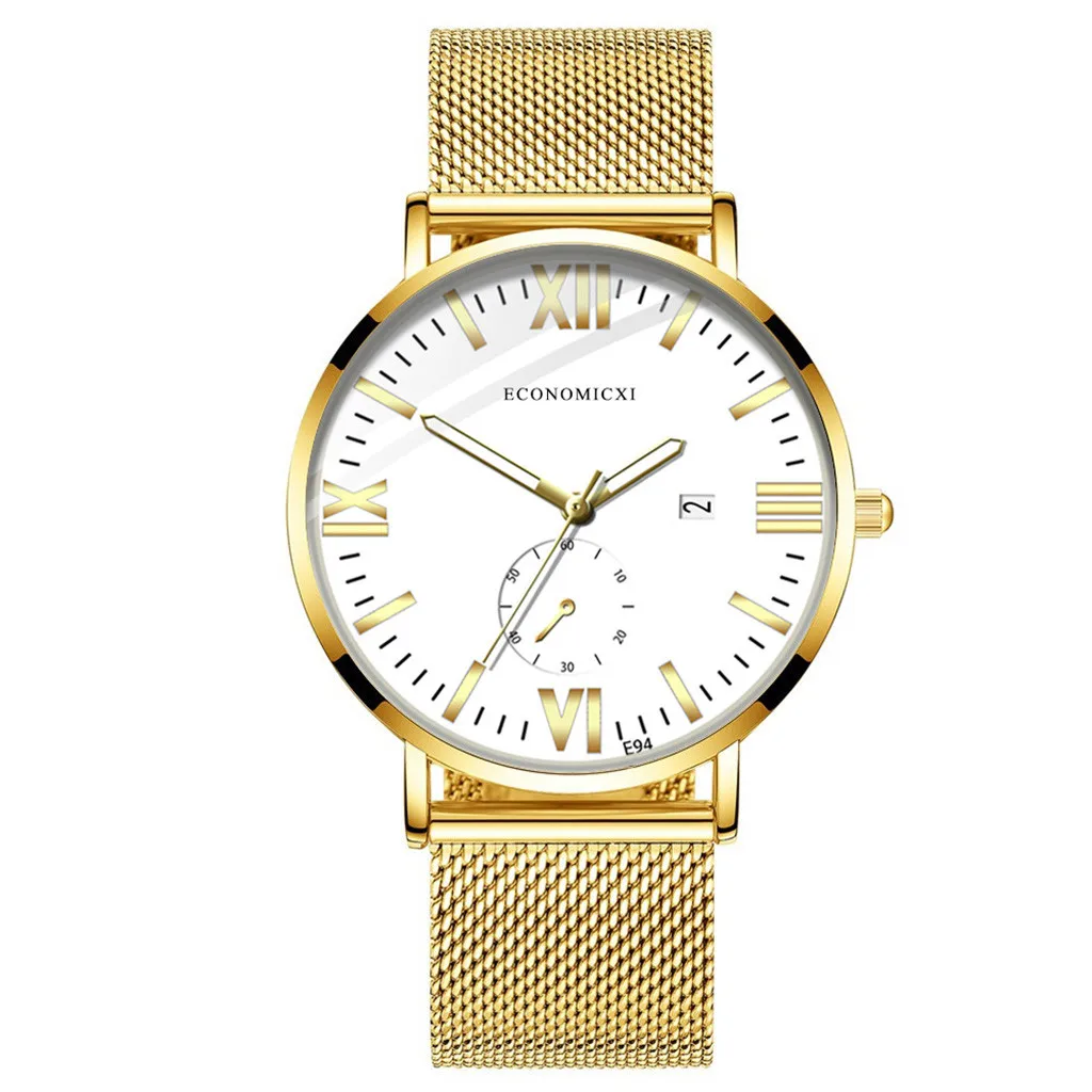 Модные простые часы из нержавеющей стали со светящимся маленьким циферблатом