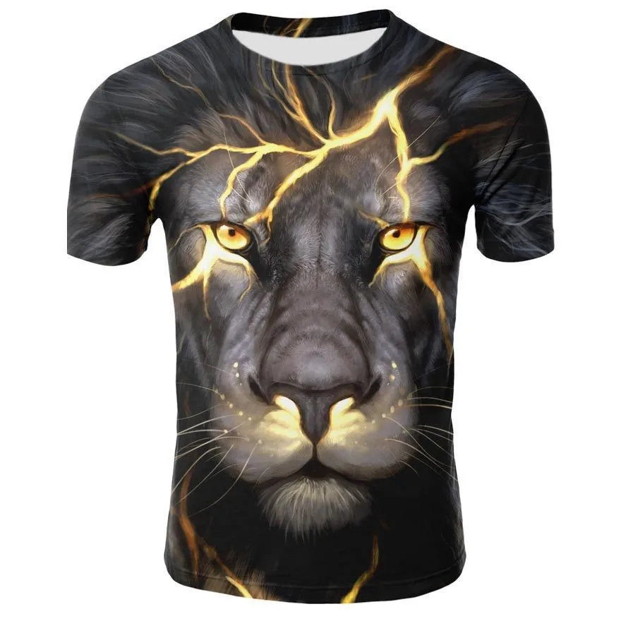 

Summer New color printing men's 3D T-shirt fashion lion Graphic harajuku shirt O-neck Couples Casual t-shirt short sleeves