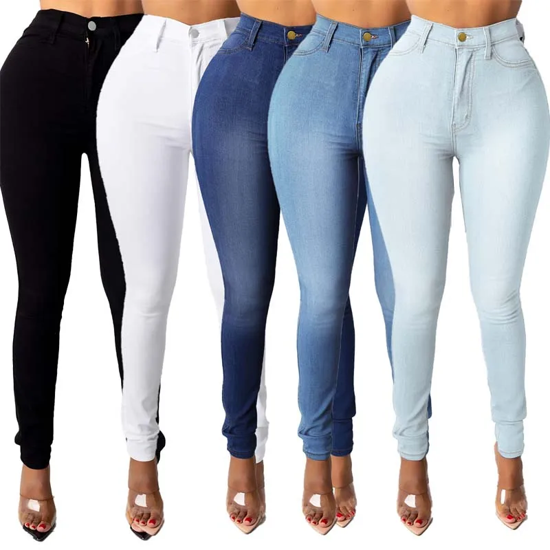 Узкие джинсы с высокой талией, Новинка лета 2021, эластичные брюки-карандаш, длинные женские джинсы