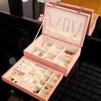 large velvet jewelry box organizers watch box necklaces earrings bracelet multi function double layer jewelry holder gift box