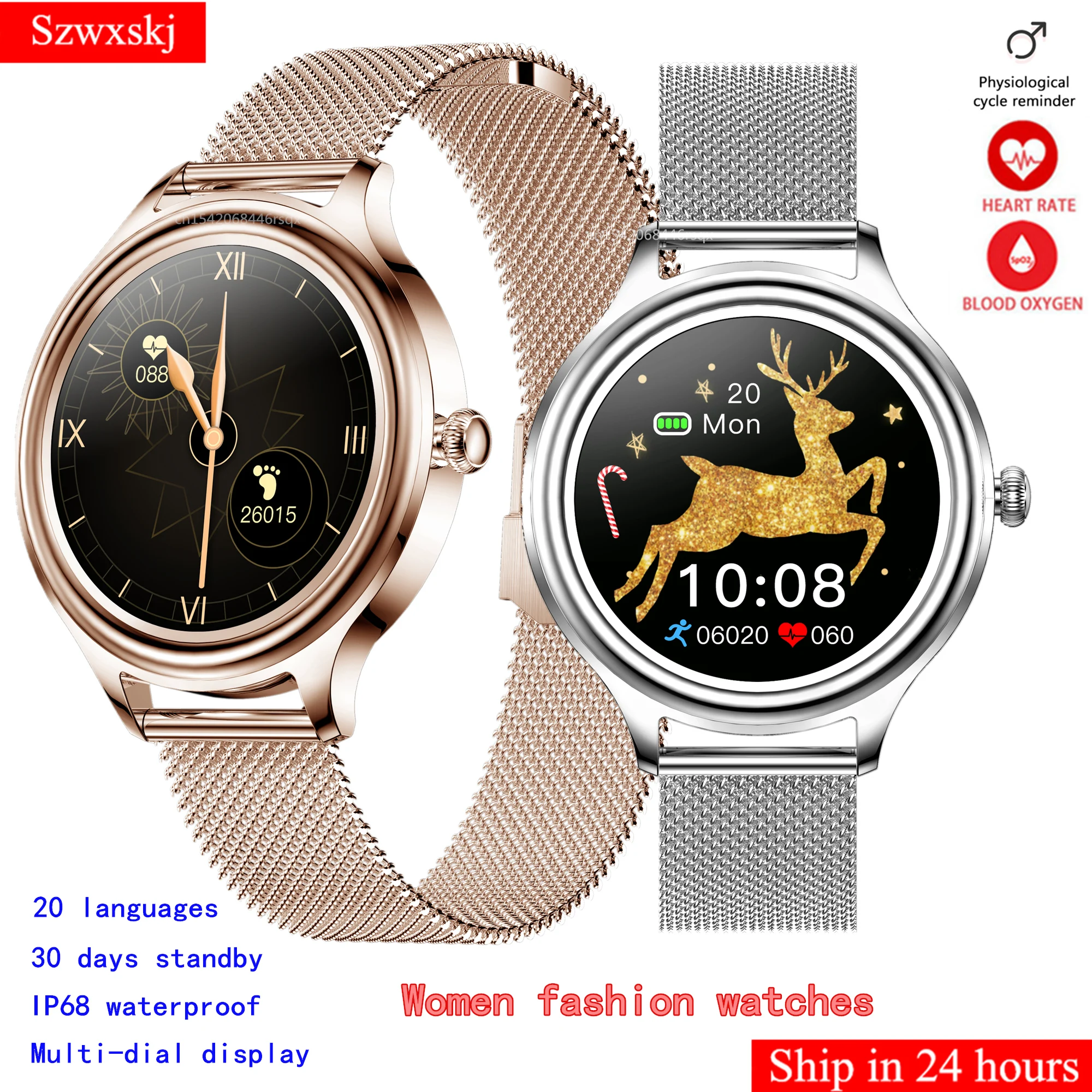 

ZX10 Smart Watch Lady Smart Wristband IP68 Waterproof Heart Rate Blood Oxygen 30 Standby 1.09 Inch DIY Custom Dial PK DT66 KW10