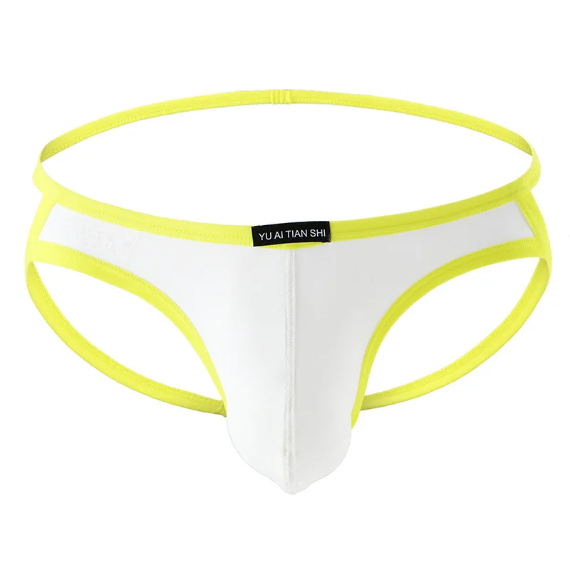 Мужские трусы бикини с завязками черные дышащие нейлоновые заниженной талией