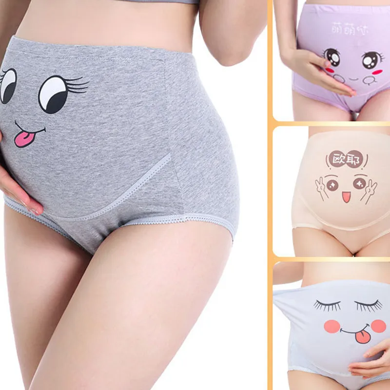 2pcs Breathable Cotton Adjustable Maternity Underwear High Waist Belly Support Pregnant Women Underwear Cartoon Pattern Panties