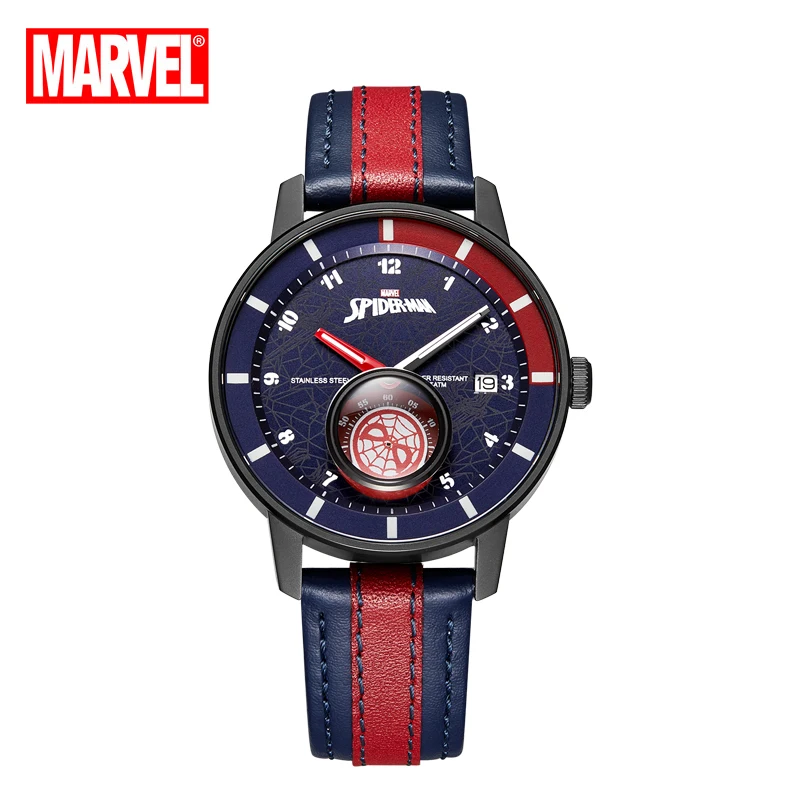 

Disney Official Marvel The Avengers VENOM SPIDER MAN Quartz Watch Leather Calendar Luminous 50M Waterproof New relogio masculino