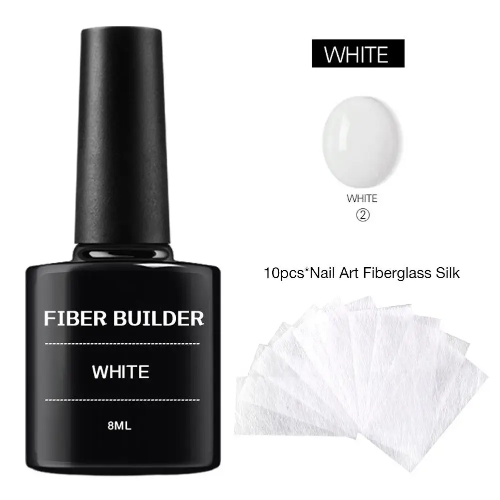 White 1 Набор, клей для наращивания ногтей, 10 шт., для наращивания ногтей, стекловолокно(стекловолокно, шелк, наклейки для ногтей, форма для ногтей), инструменты для дизайна ногтей - Цвет: White