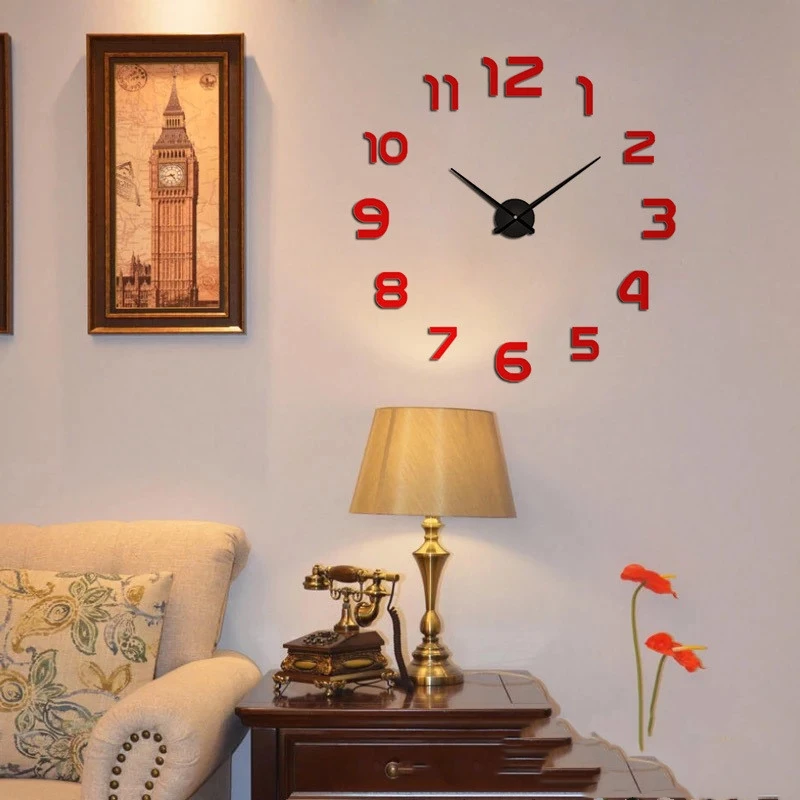 Часы настенные большого размера модные зеркальные украшения сделай сам в