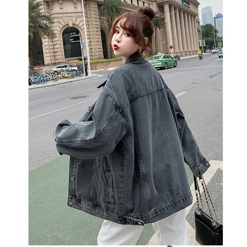 

Women's Denim Jean Jackets Spring 2021 Classical Denim Blue Streetwear Harajuku Za Vintage Clothing Loose Coat Basic Outwear