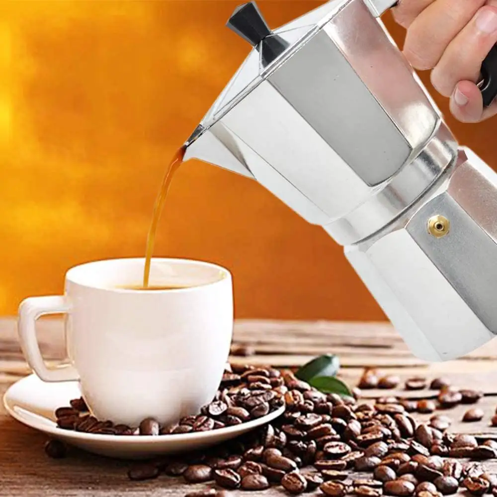 

Coffee Maker Aluminum Mocha Espresso Percolator Pot Coffee Maker Moka Pot 1cup/2cup/3cup/6cup/9cup Stovetop Coffee Maker