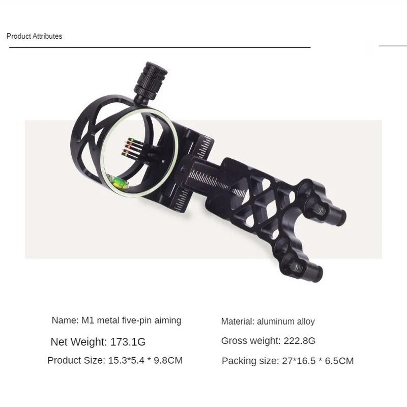 

Bow Sight Compound Bow Five-pin Sight New Fine-tuning Sights Bow and Arrow Archery Shooting Accessory Outdoor Sports
