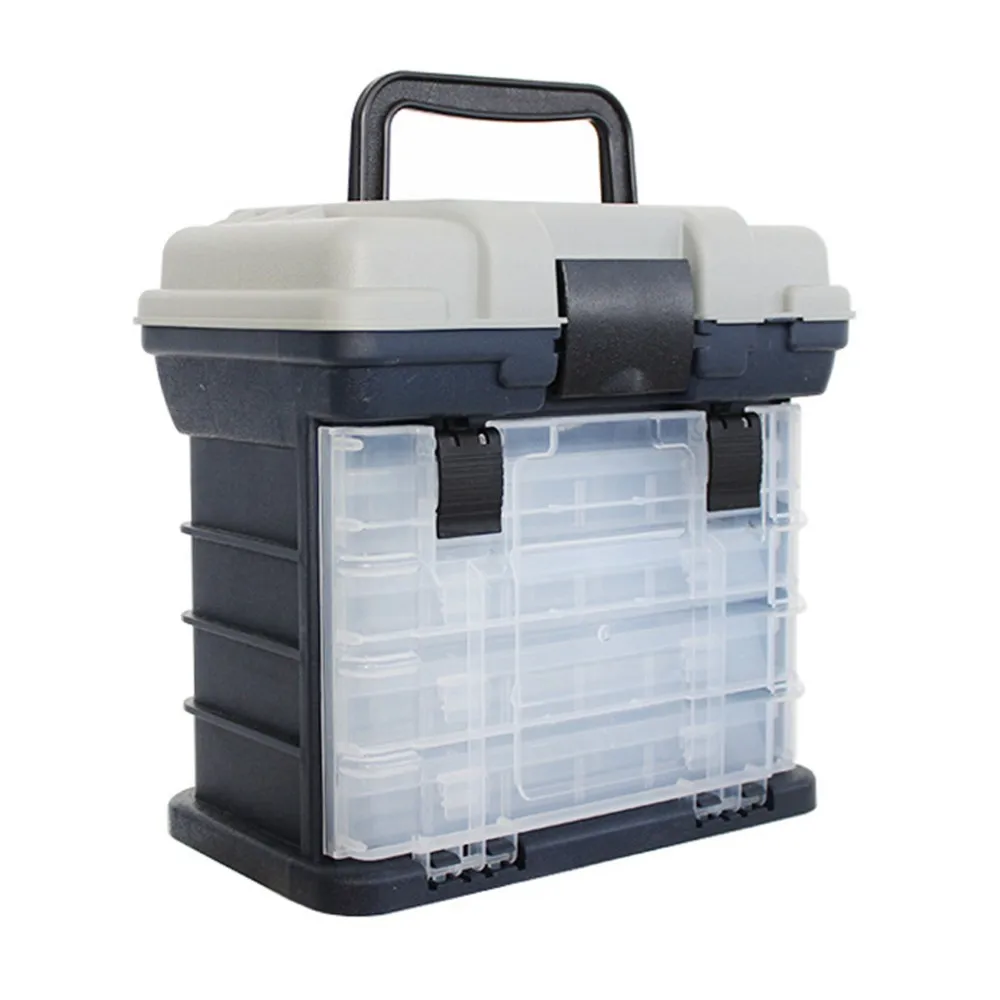 

1Pc 4 Layers Big Fishing Tackle Box Portable Plastic Handle Fishing Baits Lures Box Carp Fishing Case Tools Fishing Accessories