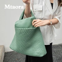 motaora fashion womens handbag ladies 10 solid colors woven bags female large capacity shoulder bag girl casual composite bag