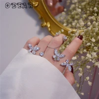 obear shiny transparent zircon 4 styles butterfly open ring for women adjustable wedding party accessories