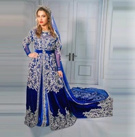 moroccan caftan evening dresses luxury long 2021 lace appliques muslim arabic formal party prom gowns without veil ev212