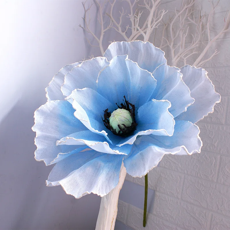 light blue Льняная гигантская имитация мака Цветок голова Свадебные фоновые декорации Арка дорога свинцовая ветрина магазина дисплей цветы - Цвет: light blue