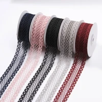 hollow linen mesh polyester ribbon lace 38mm 25mm sewing accessories roll for giftbox packing decoration flower bouquet wrapping
