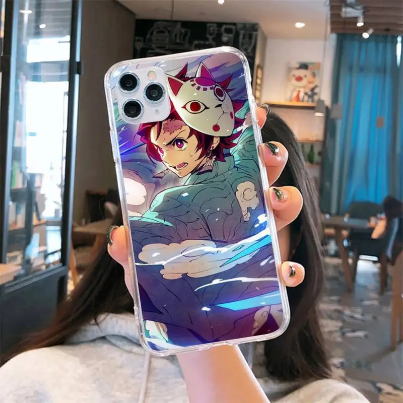 

Demon Slayer Anime Funda Phone Case Transparent for iPhone 6 7 8 11 12 s mini pro X XS XR MAX Plus cover funda shell