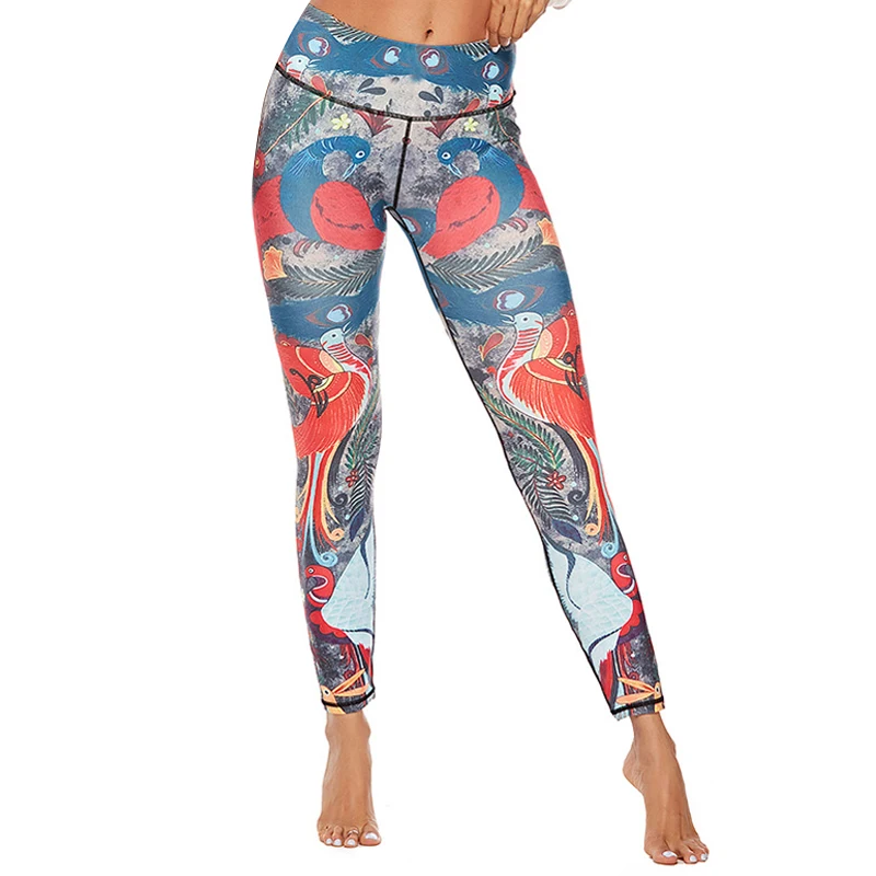 Женская китайская живопись печать Компрессионные Леггинсы гимнастические