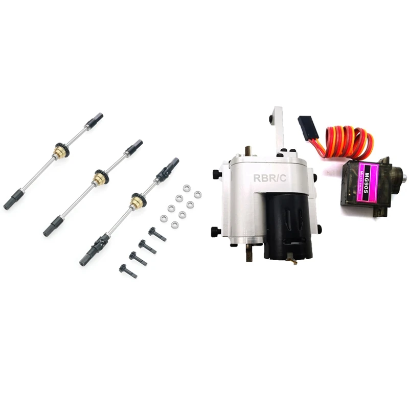 

1 Set Metal Axle 6WD Front Rear Middle Differential & 1 Pcs Metal 2 Speed Transmission Speed Change Gearbox